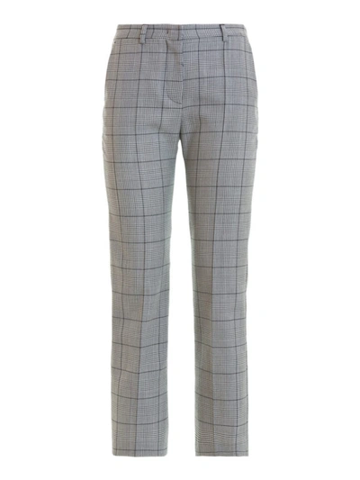 Shop Red Valentino Prince Of Wales Wool Bootcut Trousers In Grey