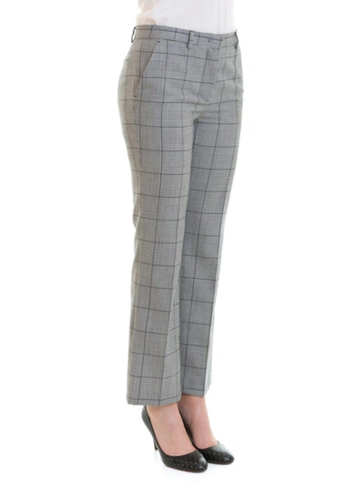 Shop Red Valentino Prince Of Wales Wool Bootcut Trousers In Grey