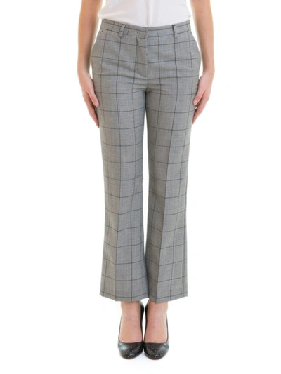 Shop Red Valentino Prince Of Wales Wool Bootcut Trousers In Grey