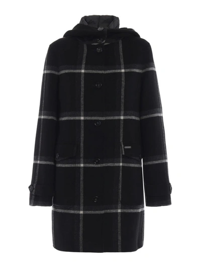 Shop Woolrich Marcy Check Coat With Inner Padded Vest In Black