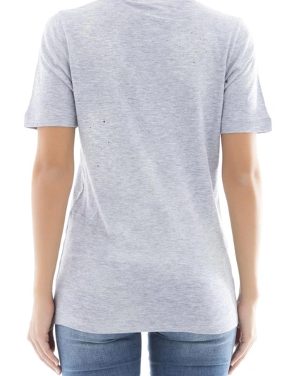 Shop Dsquared2 Spotted And Drilled V-neck Tee In Grey