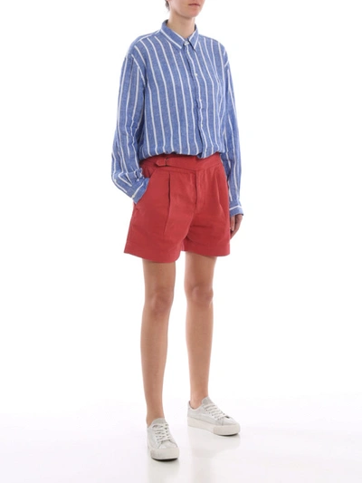 Shop Polo Ralph Lauren Fading Red Cotton Drill Short Pants