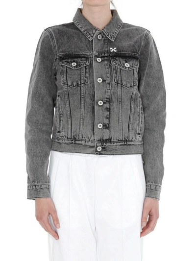 Shop Off-white Dark Grey Cotton Denim Jacket