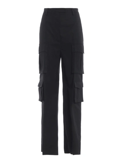 Shop Prada Cotton Cargo Trousers In Black