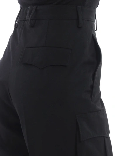 Shop Prada Cotton Cargo Trousers In Black