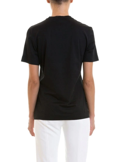 Shop Versace Baroque Embroidered Cotton Tee In Black