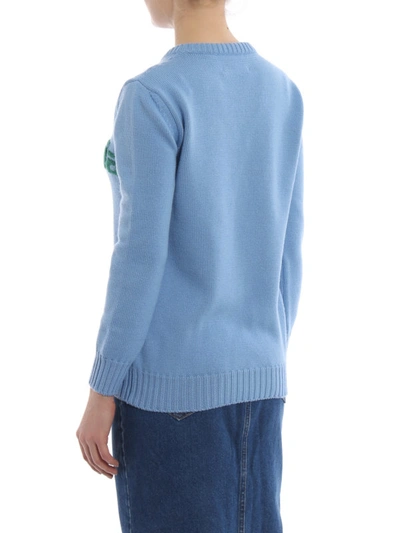 Shop Alberta Ferretti Alitalia Logo Intarsia Blue Wool Sweater In Light Blue