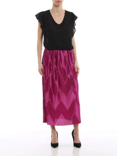 Shop Givenchy Chevron Pleated Jersey Long Skirt In Light Purple