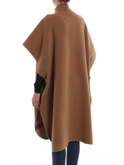 Shop Burberry Solid To Check Reversible Cape In Beige