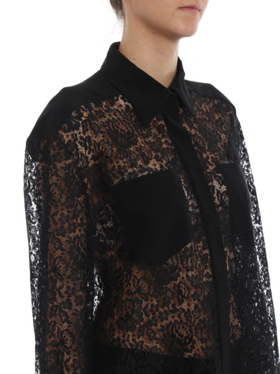 Shop Givenchy See-through Lace Shirt In Black