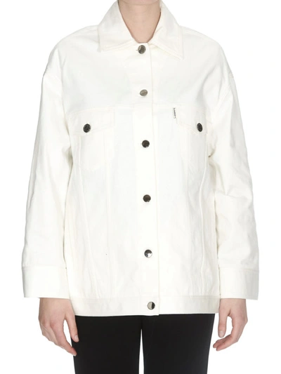 Shop Fendi Rainbow Embroidery Denim Over Jacket In White