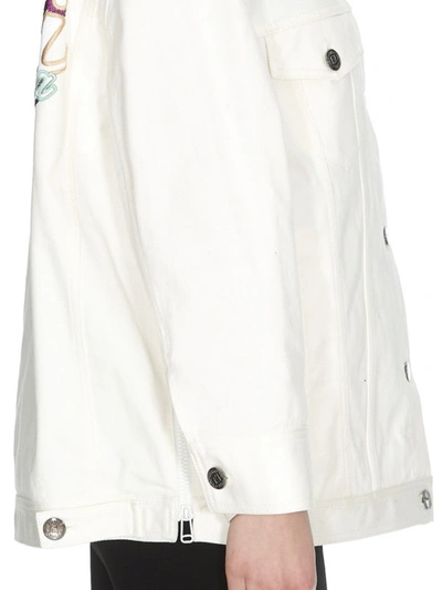 Shop Fendi Rainbow Embroidery Denim Over Jacket In White