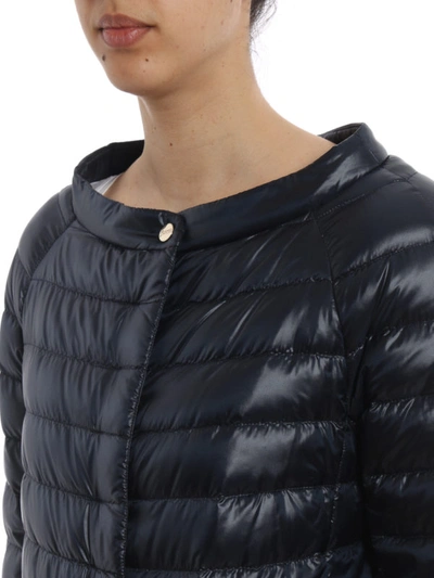 Shop Herno Blue Ultralight Cropped Puffer Jacket