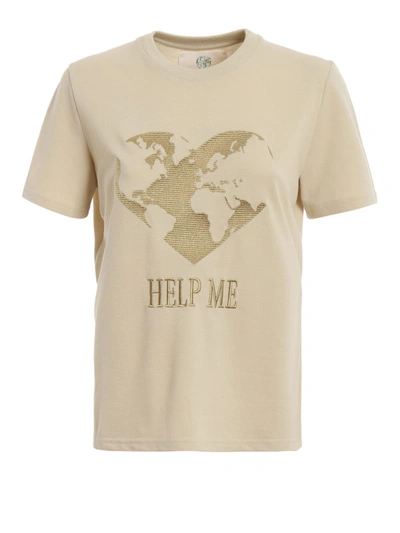 Shop Alberta Ferretti Help Me Beige Cotton Pique T-shirt