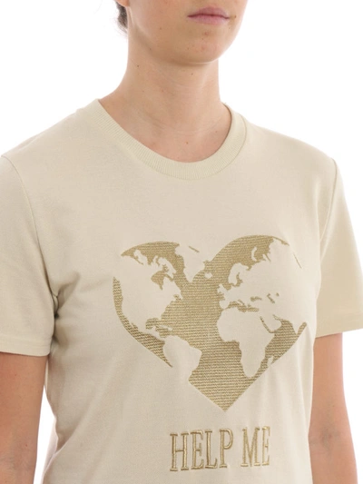 Shop Alberta Ferretti Help Me Beige Cotton Pique T-shirt