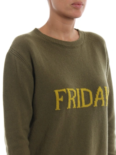 Shop Alberta Ferretti Friday Green Long Crewneck Sweater