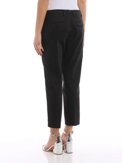 Shop Dondup Rothka Lightweight Cotton Black Pants