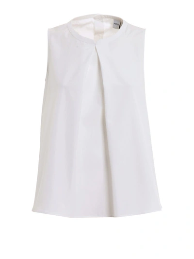 Shop Aspesi Sleeveless Cotton Poplin A-line Top In White