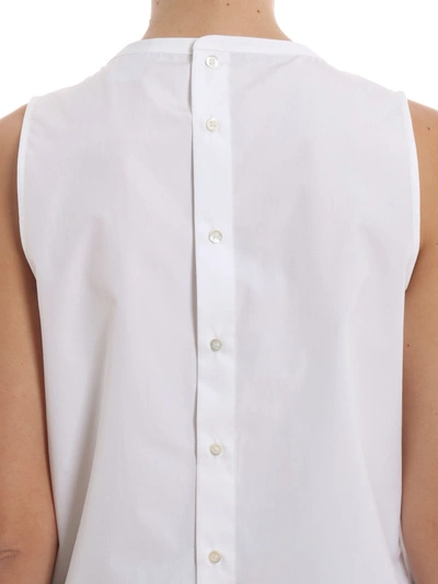 Shop Aspesi Sleeveless Cotton Poplin A-line Top In White