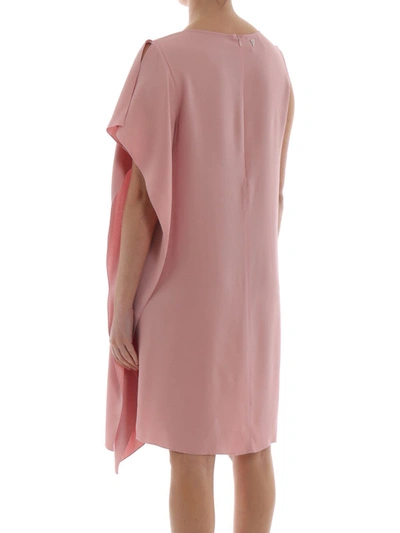 Shop Dondup Draped Light Pink Viscose Dress