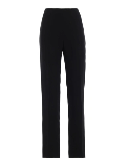 Shop Valentino Black Silk Straight Leg Trousers