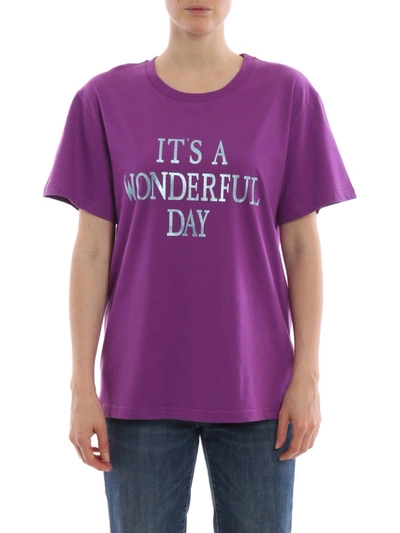 Shop Alberta Ferretti Its A Wonderful Day Purple T-shirt
