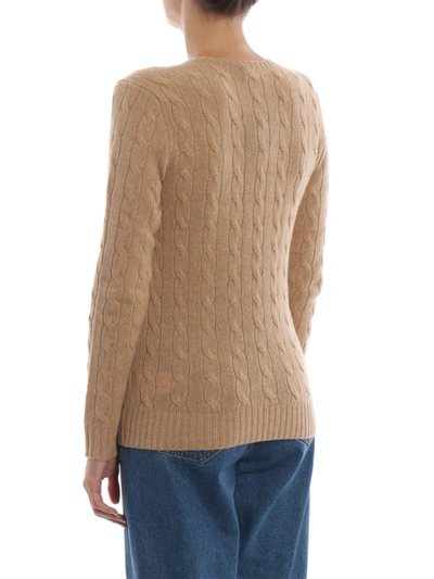 Shop Polo Ralph Lauren Camel Cable Knit Merino And Cashmere Sweater In Light Brown