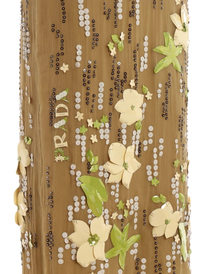 Shop Prada Embellished Chiffon Long Slip Dress In Dark Beige