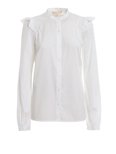 Shop Michael Kors Ruffle Cotton Shirt In White