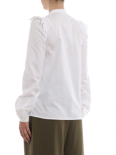 Shop Michael Kors Ruffle Cotton Shirt In White