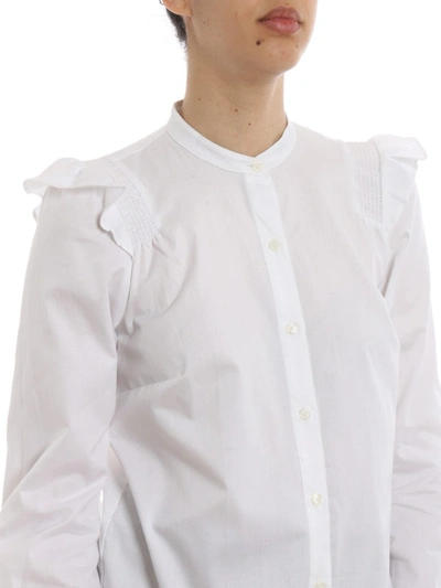 Shop Michael Kors Ruffle Cotton Shirt In White