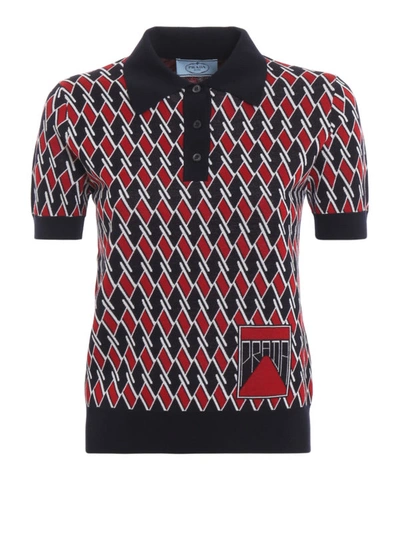 Shop Prada Patterned Jacquard Wool Polo Shirt In Multicolour