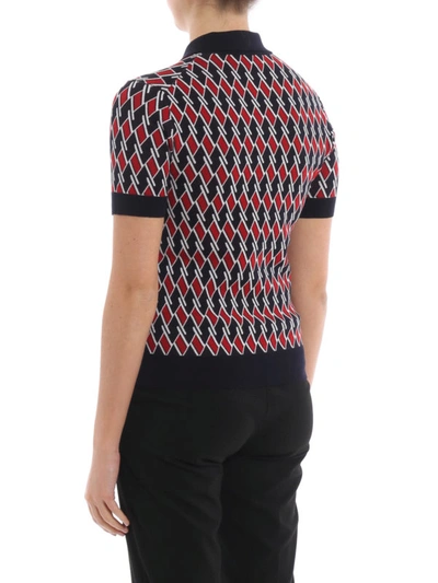 Shop Prada Patterned Jacquard Wool Polo Shirt In Multicolour