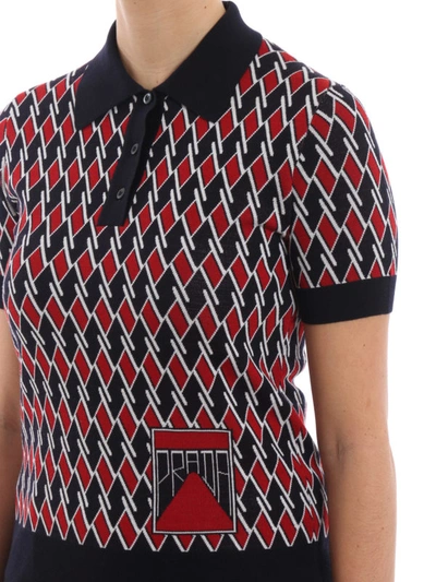 Shop Prada Patterned Jacquard Wool Polo Shirt In Multicolour