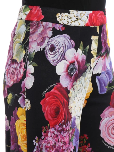 Shop Dolce & Gabbana Hortensia Print Viscose Jersey Wide Leg Pants In Multicolour
