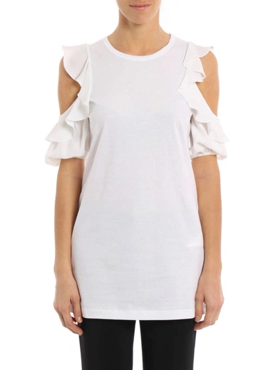 Shop N°21 Silk Blend Detailed Cotton T-shirt In White