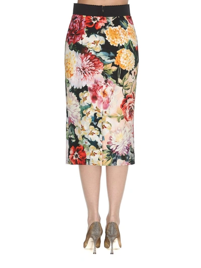 Shop Dolce & Gabbana Rose Printed Cady Pencil Skirt In Multicolour
