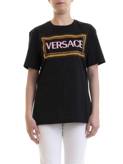 Shop Versace 90s Vintage Logo Black T-shirt