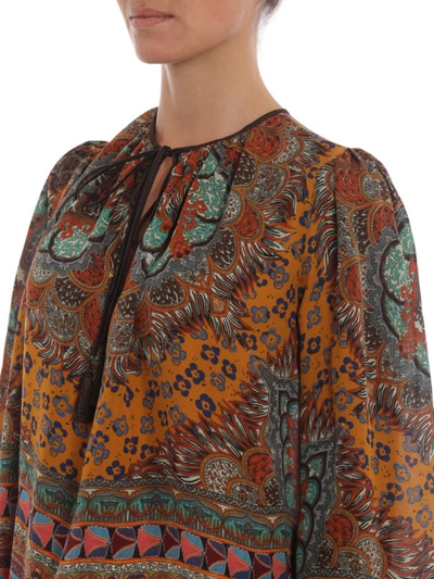 Shop Etro Free Spirit Print Silk V-neckline Blouse In Multicolour