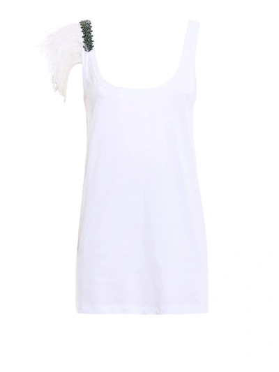 Shop N°21 Feather And Stone Embellished Top In White