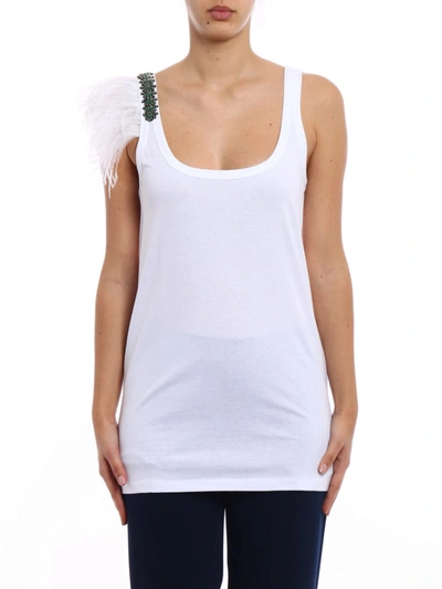 Shop N°21 Feather And Stone Embellished Top In White