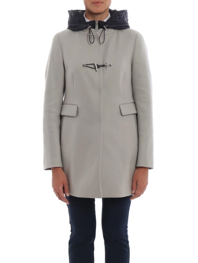 Shop Fay Grey Wool Coat With Hood And Double Front