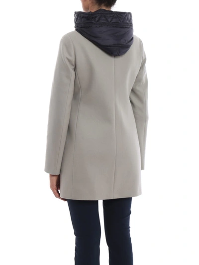 Shop Fay Grey Wool Coat With Hood And Double Front