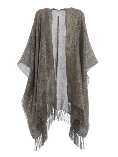 Shop Brunello Cucinelli Linen Blend Open Front Poncho In Gold