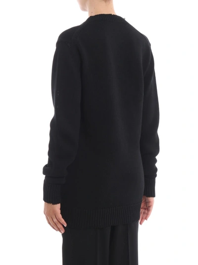 Shop Givenchy Logo Intarsia Destroyed Sweater In Black
