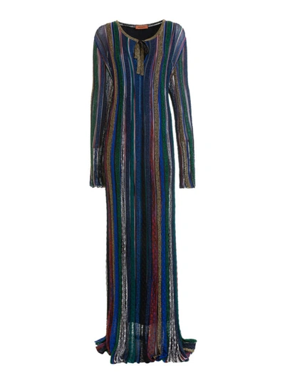 Shop Missoni Lurex And Viscose Striped Tunic Maxi Dress In Multicolour