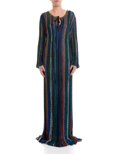 Shop Missoni Lurex And Viscose Striped Tunic Maxi Dress In Multicolour