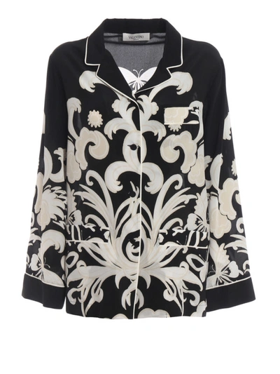 Shop Valentino Phoenix Print Crepe De Chine Pyjama Shirt In Black