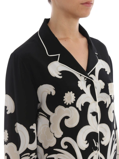 Shop Valentino Phoenix Print Crepe De Chine Pyjama Shirt In Black