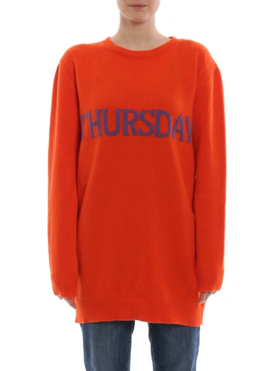 Shop Alberta Ferretti Thursday Orange Long Crewneck